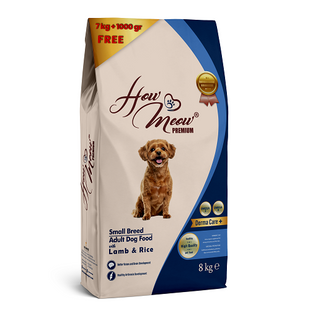 Сухий корм для собак How Meow Dog Adult Mini повнораціонний корм для дорослих собак з ягням та рисом 7+1 кг