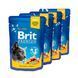 Вологий корм для котів Набір паучів "3+1" для котів Brit Premium Cat pouch з лосось і фореллю, 4 х 100г