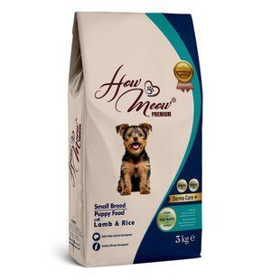 Сухий корм для собак Повнораціонний корм для щенят How Meow Puppy Mini з ягням та рисом 3кг