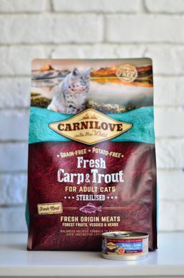Сухий корм Carnilove Fresh Carp & Trout для стерилізованих котів, риба, 2 кг