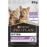 Вологий корм PRO PLAN Kitten Healthy Start для кошенят, шматочки у підливці, з індичкою, 85 г