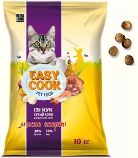 Сухий корм для дорослих котів Ізі Кук Кет М'ясне Асорті, 10 кг