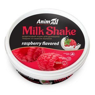 Ласощі для собак Додатковий корм AnimAll MilkShake для котів та собак зі смаком малини, 30 г