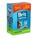 Вологий корм для котів Набір паучів "3+1" для стерилізованих котів Brit Premium Cat pouch Chicken Slices for Sterilised з куркою, 4х100г