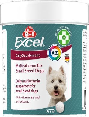 Вітаміни 8in1 Excel Multi Vitamin Small Breed для собак дрібних порід, мультивітамін, 70 шт