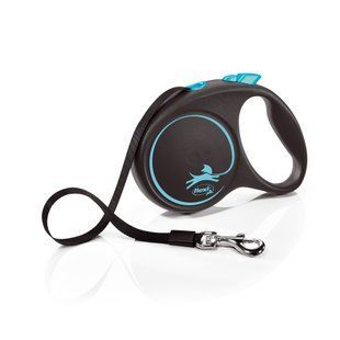 Амуніція для собак Амуніція для собак Рулетка Flexi Black Design для собак, стрічка, розмір L, 5 м (синя)