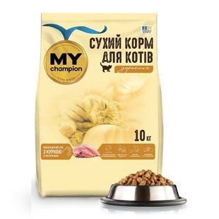 сухий корм з куркою і розторопшею для котів, 10кг