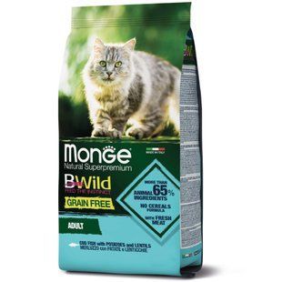 Сухий корм для котів Monge Cat Bwild Grain Free тріска 1,5 кг