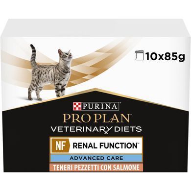 Лікувальні дієти для котів Вологий дієтичний корм PRO PLAN VETERINARY DIETS NF Renal Function Advanced Care для дорослих котів при патології нирок, з лосось, 10х85 г