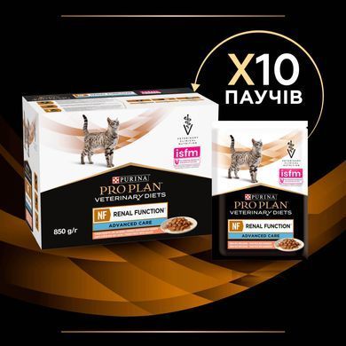 Лікувальні дієти для котів Вологий дієтичний корм PRO PLAN VETERINARY DIETS NF Renal Function Advanced Care для дорослих котів при патології нирок, з лосось, 10х85 г