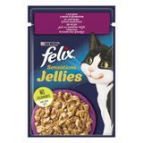 Вологий корм FELIX Sensations Jellies для дорослих котів, шматочки в желе, з качкою та шпинатом, 85 г