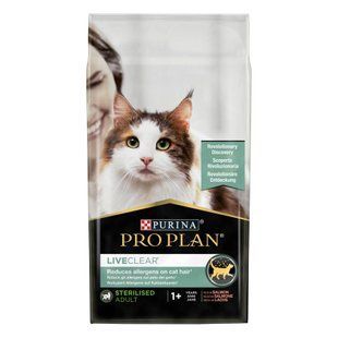 Сухий корм PRO PLAN LiveClear Sterilised Adult 1+ для дорослих котів для зменшення алергенів на шерсті та після стерилізації, з лосось, 1,4 кг