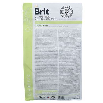 Сухий корм Brit GF VetDiet Cat Diabetes для котів, при цукровому діабеті, з куркою та горохом, 2 кг