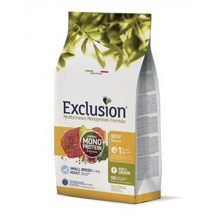Сухий корм для дорослих собак дрібних порід Exclusion Noble Grain Adult Beef Small Breed, з яловичиною, 2 кг