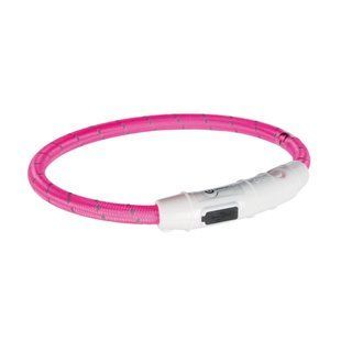 Нашийник Trixie Flash для собак, з підсвічуванням та USB, XS-S: 35 cм/7 мм, рожевий