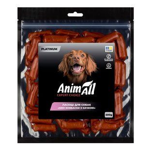 Ласощі для собак AnimAll АнімАлл PLATINUM Ласощі для собак Міні ковбаски з качкою 500 г.