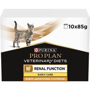 Лікувальні дієти для котів Вологий дієтичний корм PRO PLAN VETERINARY DIETS NF Renal Function Early Care для дорослих котів при патології нирок на ранніх стадіях, з куркою, 10х85 г