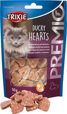 Ласощі Trixie Premio Ducky Hearts для котів сердечка з качкою та рибою 50 г