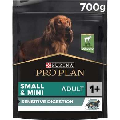 Сухий корм PRO PLAN Small&Mini Adult 1+ Sensitive Digestion для дорослих собак дрібних порід, з чутливим травленням, з ягням, 700 г