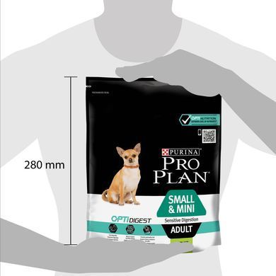 Сухий корм PRO PLAN Small&Mini Adult 1+ Sensitive Digestion для дорослих собак дрібних порід, з чутливим травленням, з ягням, 700 г