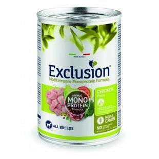 Вологий корм для дорослих собак усіх порід Exclusion Noble Grain Adult Chicken All Breed з м`ясом курки 400 г