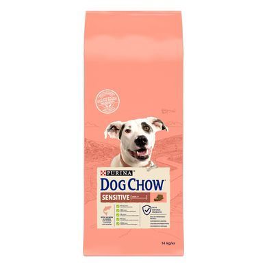 Сухий корм DOG CHOW Sensitive Adult 1+ для дорослих собак схильних до алергії, з лосось, 14 кг