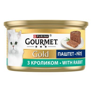 Вологий корм GOURMET Gold для дорослих котів, паштет, з кролик, 85 г