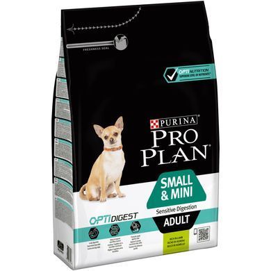 Сухий корм PRO PLAN Small&Mini Adult 1+ Sensitive Digestion для дорослих собак дрібних порід, з чутливим травленням, з ягням, 3 кг