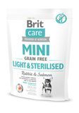 Сухий корм Brit Care GF Mini Light & Sterilised для дорослих собак дрібних порід із зайвою вагою або стерилізованих, з кролик та лосось, 400 г