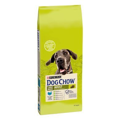 Сухий корм DOG CHOW Large Breed Adult 2+ для дорослих собак великих порід, з індичкою, 14 кг