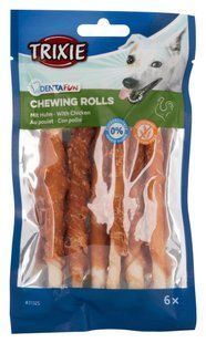 Ласощі Trixie Denta Fun Chewing Rolls для собак Паличка для чищення зубів з куркою 12 см 70 г 6 шт