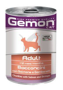 Вологий корм для котів GEMON Cat Wet Adult лосось з креветками 415 г