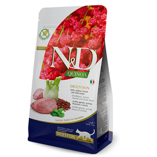 Сухий дієтичний корм Farmina N&D Quinoa Digestion ADULT для котів, рекомендований у разі порушень травлення ягням та кіноа, 1,5 кг