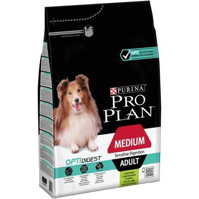 Сухий корм PRO PLAN Medium Adult 1+ Sensitive Digestion для дорослих собак середніх порід, з чутливим травленням, з ягням, 3 кг