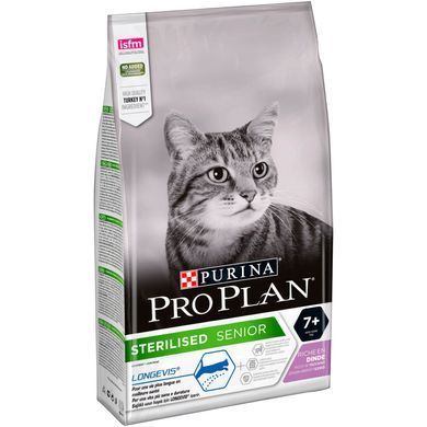 Сухий корм PRO PLAN Sterilised Senior 7+ Longevis для дорослих стерилізованих котів, з індичкою, 1,5 кг