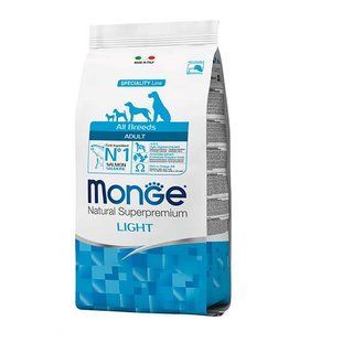 Сухий корм для дорослих собак всіх порід схильних до набору зайвої ваги Monge Dog All breeds Adult Light лосось з рисом 2.5 кг
