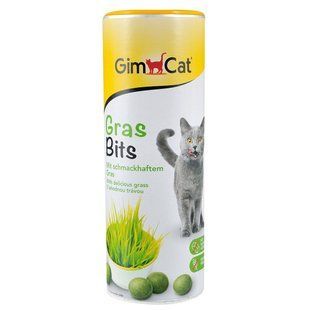 Вітаміни та добавки для котів Вітамінізовані таблетки для котів GimCat Gras Bits трав'яні кульки, пауч, 425 г
