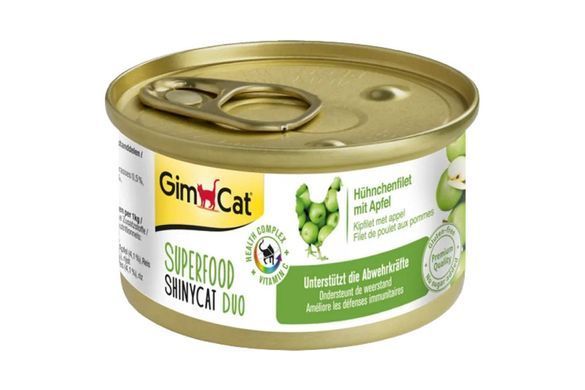 Вологий корм GimCat Shiny Cat Superfood для котів, курка та яблуко, 70 г