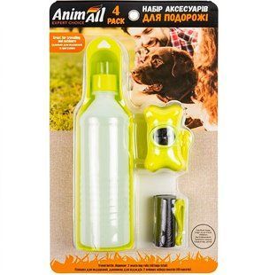 Амуніція для собак Амуніція для собак Набір для прогулянок AnimAll (поїлка диспенсер пакети), жовтий