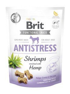 Ласощі для собак Функціональні ласощі для собак Brit Care Functional Snack Antistress Shrimps з креветками, 150 г