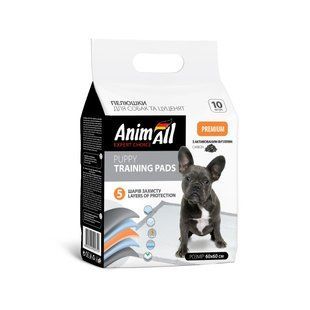Пелюшки AnimAll Puppy Training Pads для собак і цуценят, з активованим вугіллям, 60&times;60 см, 10 шт