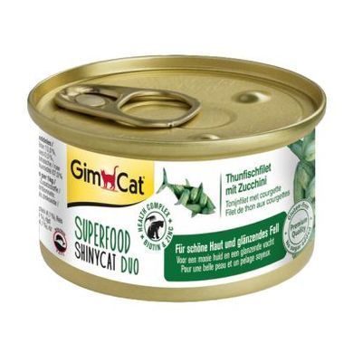 Вологий корм GimCat Shiny Cat Superfood для котів, тунець та цукіні, 70 г