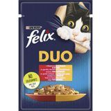 Вологий корм FELIX Fantastic Duo для дорослих котів, шматочки в желе, з яловичиною та птицею, 85 г
