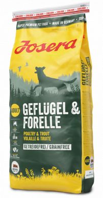 Сухий беззерновий корм для дорослих активних собак Josera Geflugel & Forelle курка форель батат 15 кг