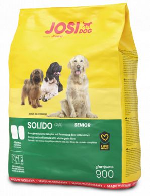 Сухий корм для дорослих малоактивних собак та собак похилого віку JosiDog Solido курка 900 г