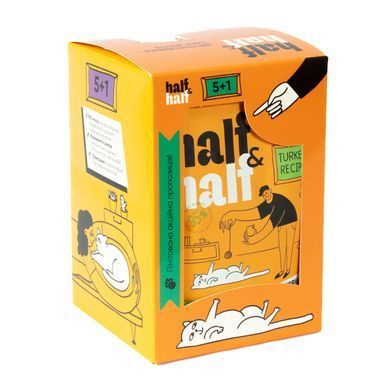 Вологий корм для котів Набір вологих кормів Half&Half "5+1" для стерилізованих котів, шматочки з індичкою в желе, паучі, 6 шт*100 г