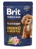 Корм вологий Brit Premium Fillets in Gravy Chicken & Green Peas для собак малих порід філе в соусі курка і горошок 85 г