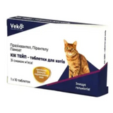 Veko Кік Тейп таблетки зі смаком м'яса від гельмінтів для котів, упаковка 10 таб
