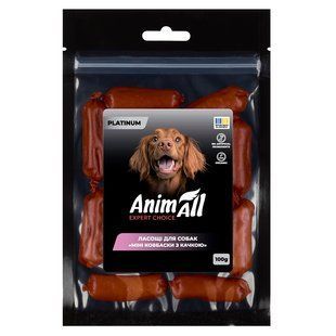 Ласощі для собак AnimAll PLATINUM ласощі для собак міні ковбаски з качкою 100 г
