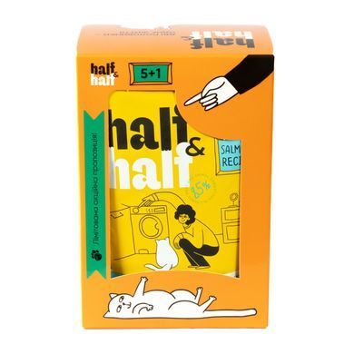 Вологий корм для котів Набір вологих кормів Half&Half "5+1" для дорослих котів, шматочки з лосось у желе, паучі, 6 шт*100 г